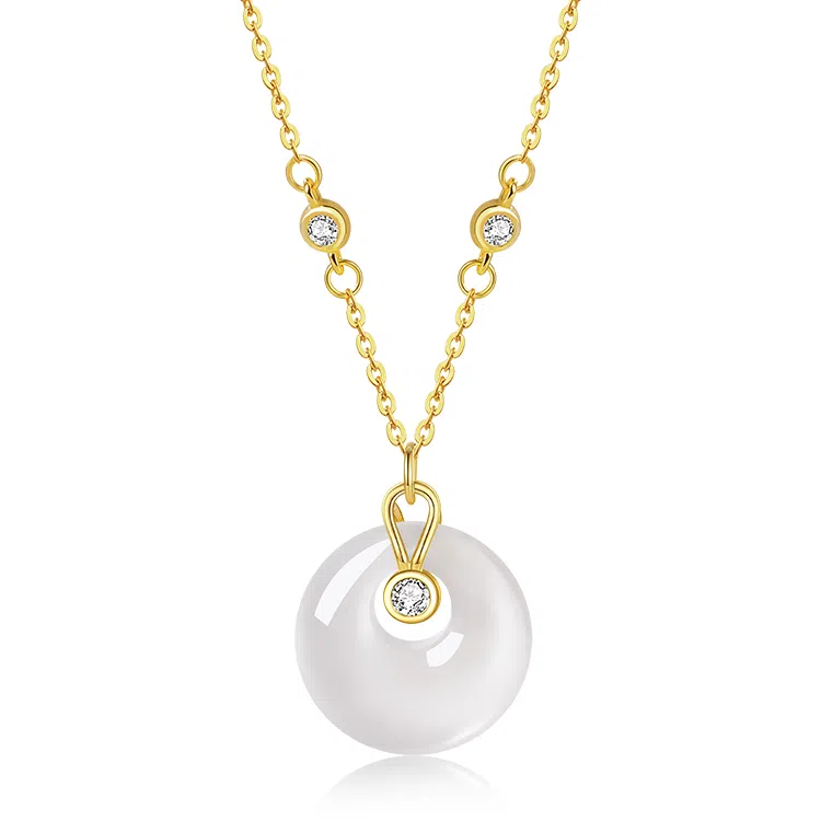 【福运常伴】 印象眸 新中式平安扣时尚精致简约百搭气质高级感显白清冷感如意扣锁骨链 礼盒包装#好运 玉髓 项链 女款