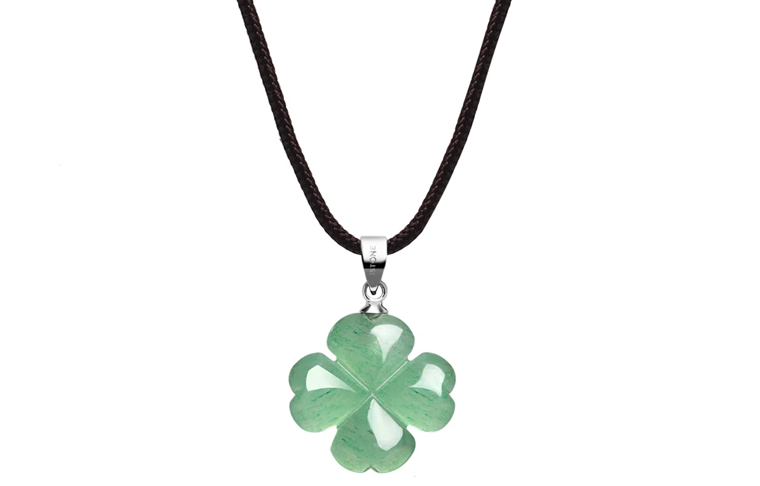 石头记 幸运四叶草玉佩吊针锁骨链 新中式国风百搭配饰 好运转运首饰 礼盒款 东陵玉 项链 女款