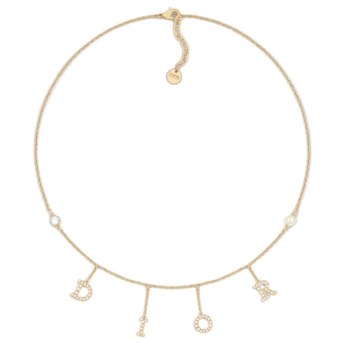 DIOR Logo Metal Necklace Gold