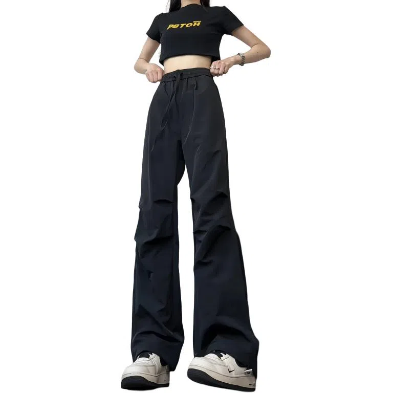 欧迪芬 褶皱伞兵工装裤薄款美式速干裤直筒休闲裤 女款