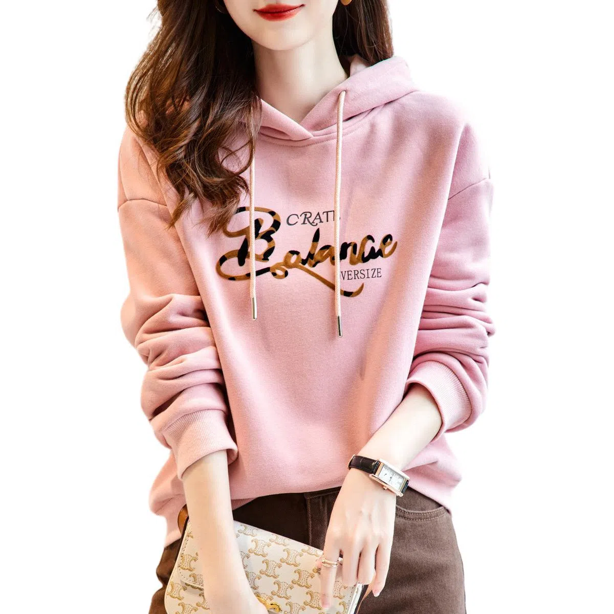 【dme】 休闲宽松连帽字母卫衣 女款