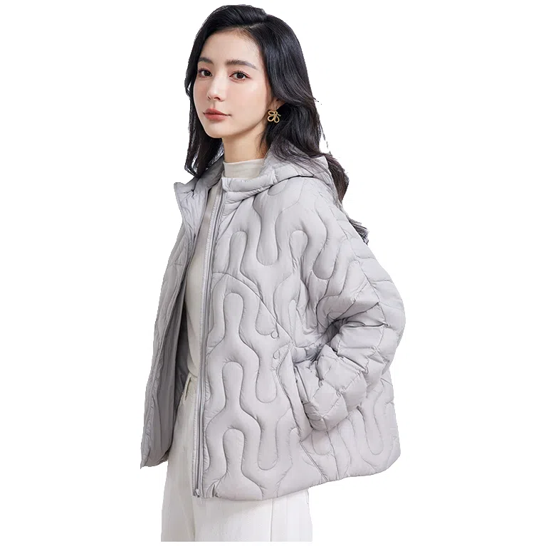 鸭鸭 轻薄连帽休闲通勤时尚百搭韩版短款羽绒服 女款