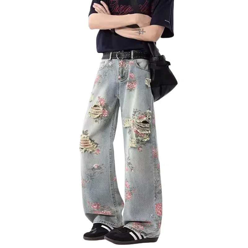 Topfei Distressed Straight Jeans