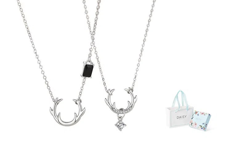 DAISY BEAUTY Deer Antler 925 Silver Necklace