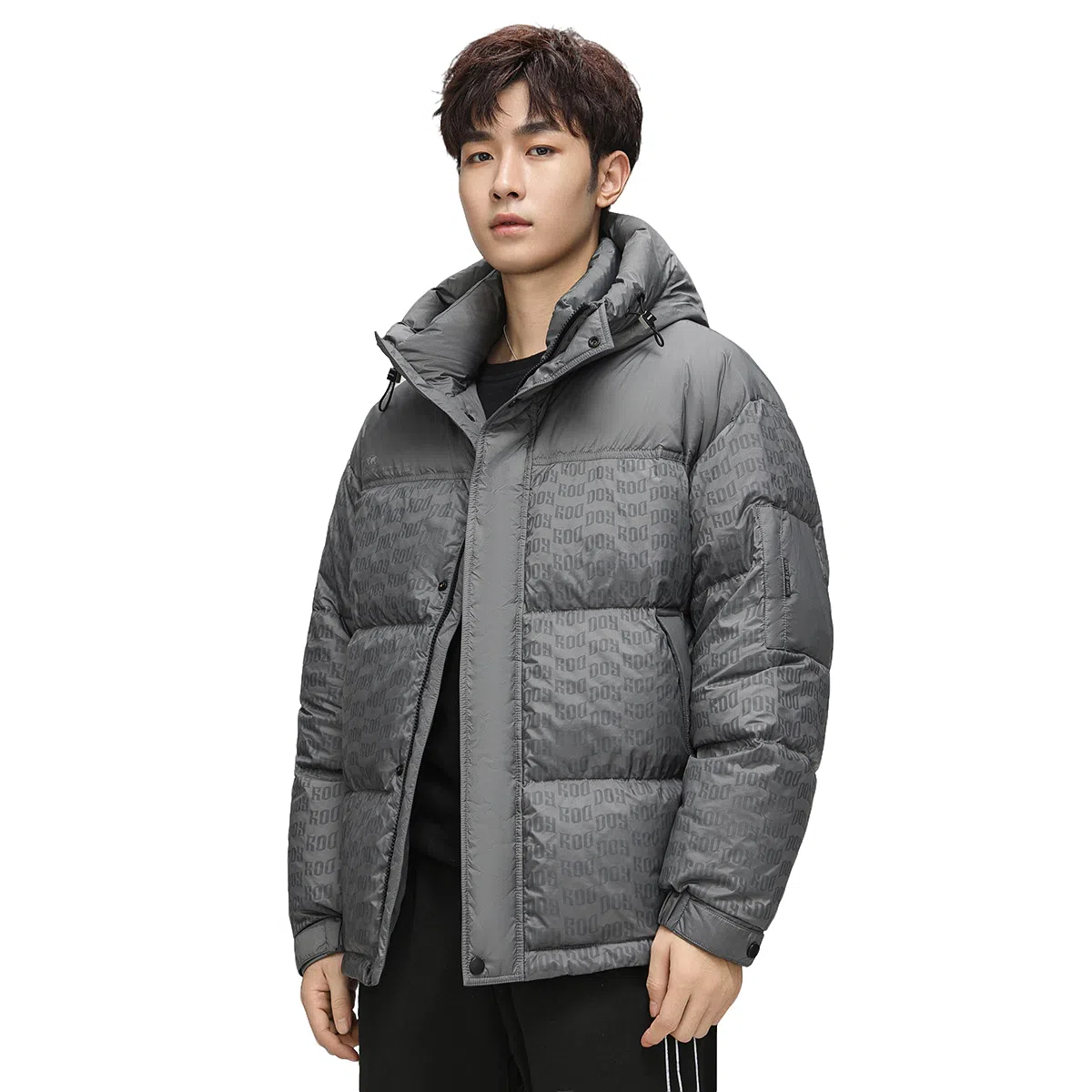 鸭鸭 撞色拼接休闲连帽长袖厚款保暖小个子面包服情侣外穿百搭羽绒服 女款