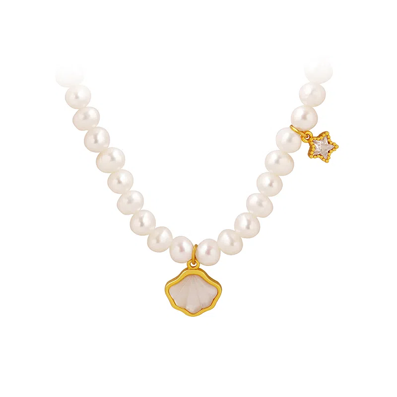 贝诗珠宝 设计感 星星挂流苏挂坠一辈子贝壳 法式复古气质 淡水珍珠 项链 女款