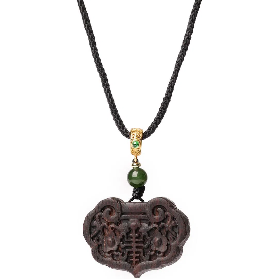 三檀小舍 国风国潮新中式 小叶平安如意锁事业好运 降真香 项链 男女同款情侣款