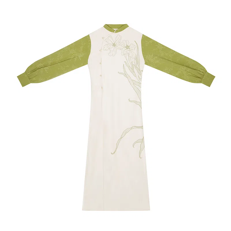 念棠织造司原创新中式改良旗袍高开叉显高显瘦套装百褶裙半身长裙