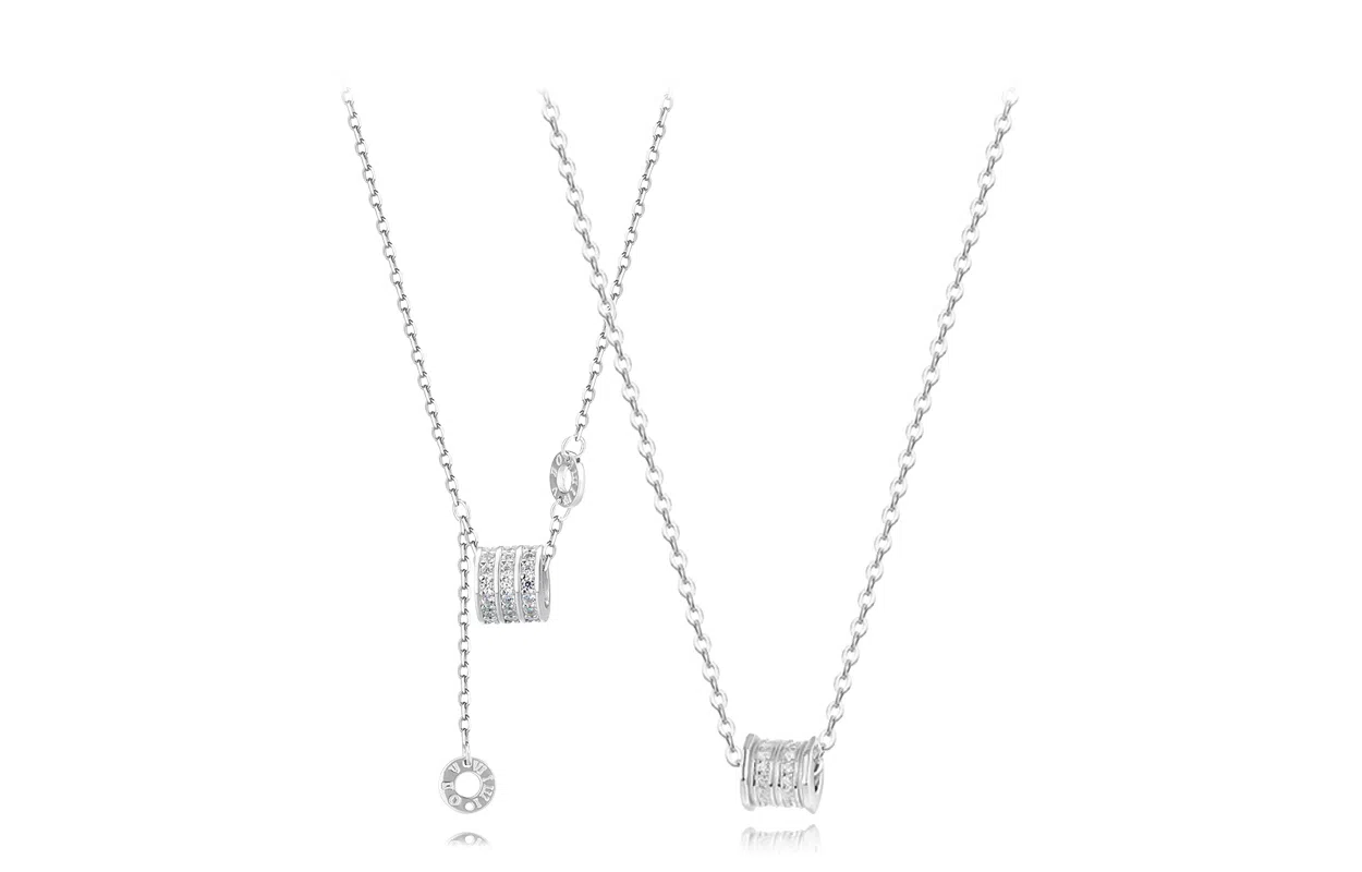 牧言 冷淡风气质简约小众设计高级感 光面立体璀璨圆环罗马数字不对称链条流苏锁骨链 钛钢 闪耀小蛮腰项链 女款