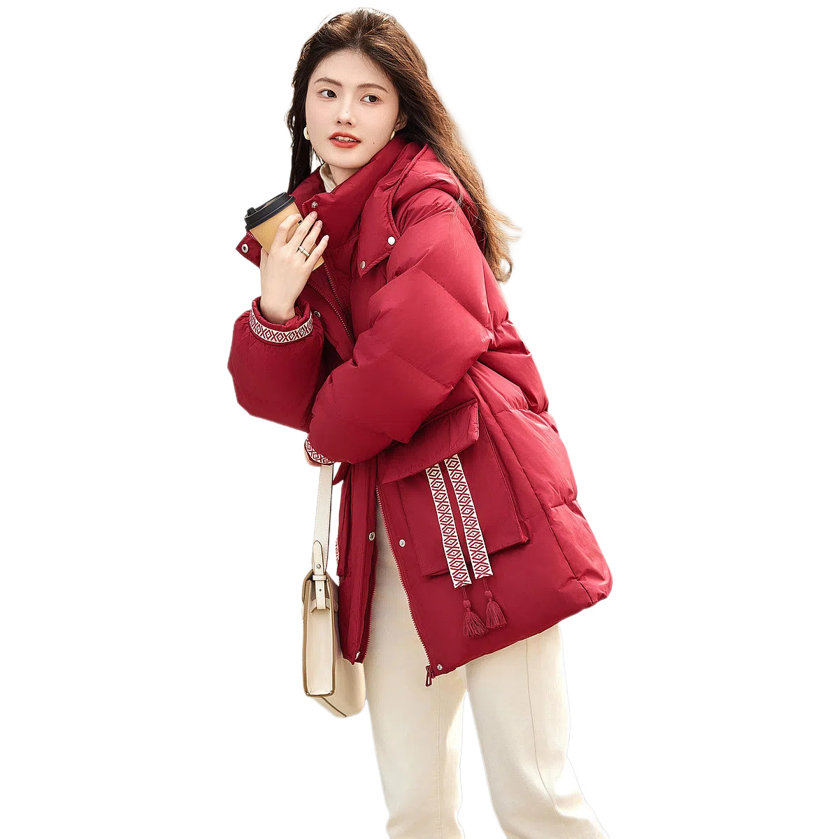 【dme】 蓬松纯色基础加厚连帽户外保暖羽绒服 女款