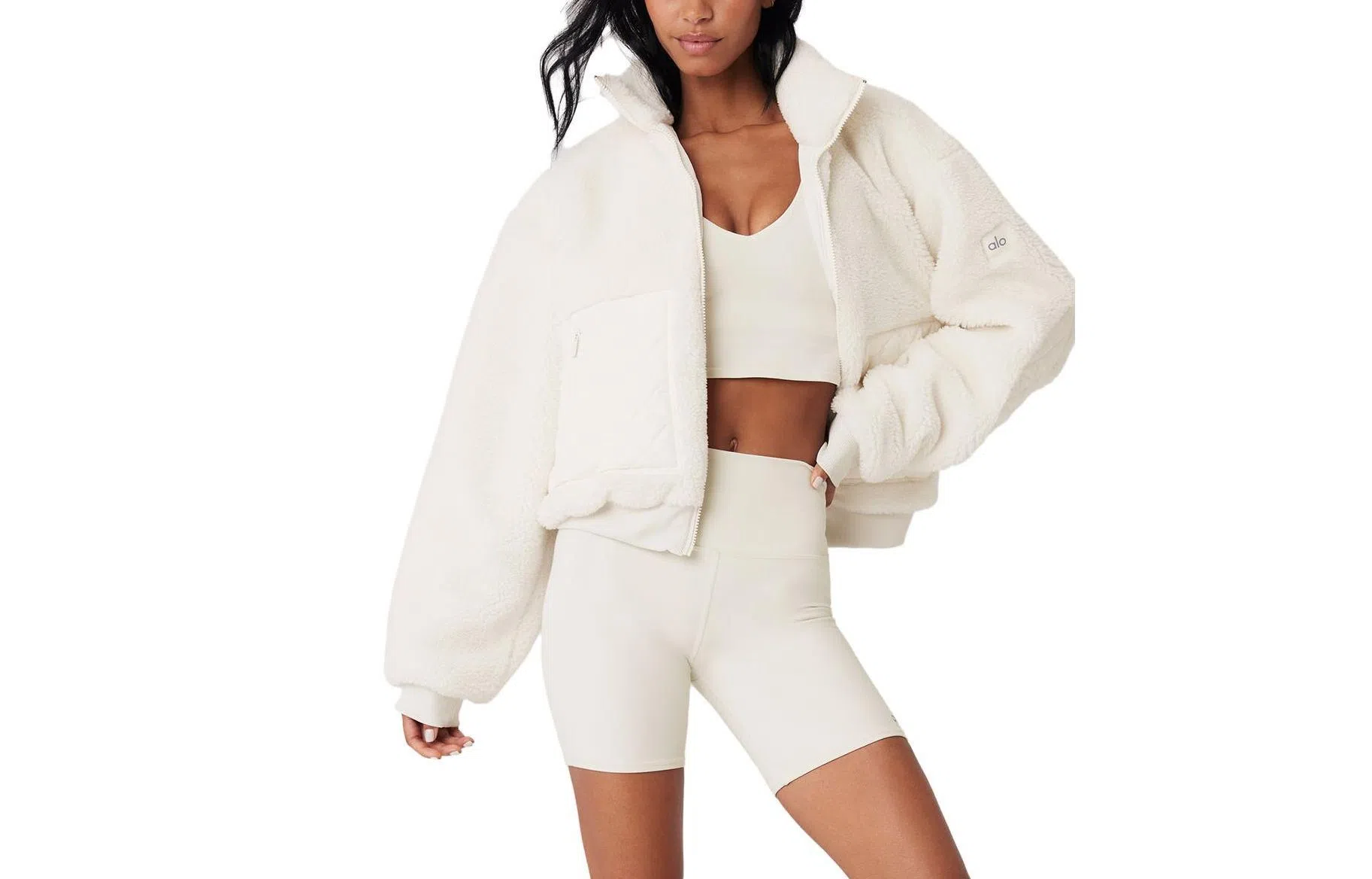 Alo Yoga Sherpa Edge Bomber Ivory