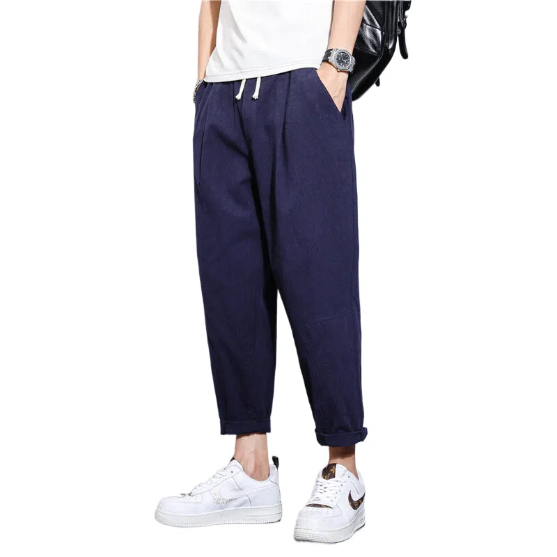 玉儿恋 薄款潮流运动百搭宽松九分休闲裤 男款