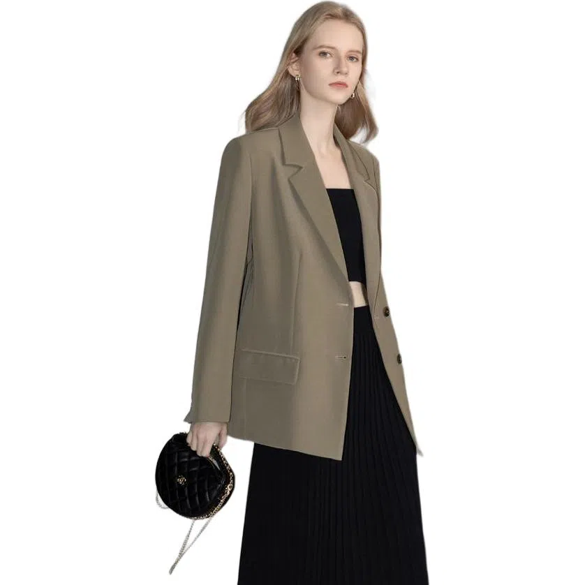 【dme】 纯色宽松西装领长袖外套西装 女款 薄雾紫色