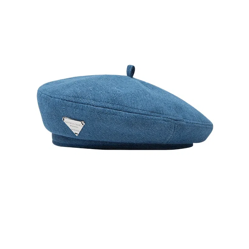 氧气樱桃 水洗牛仔薄款金属标画家 涤纶 贝雷帽 男女同款情侣款