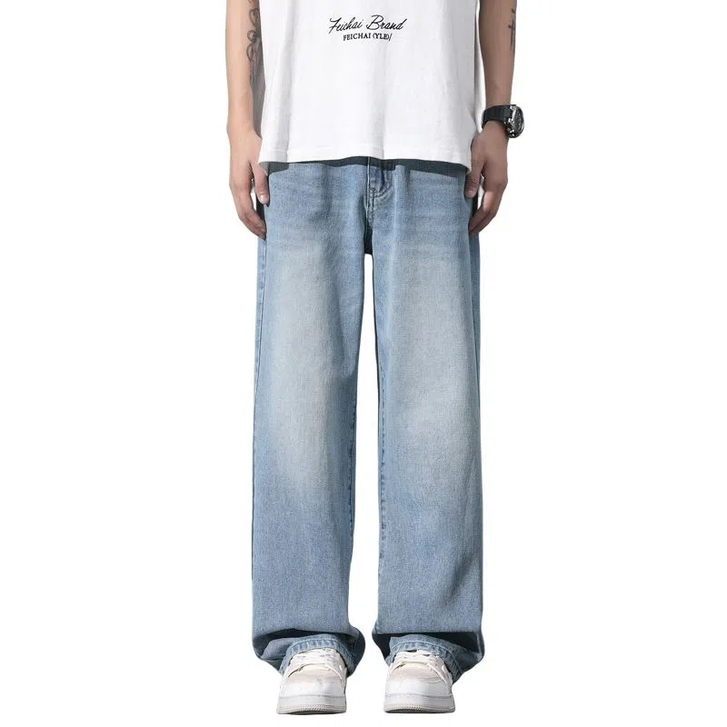 【dme】 美式潮流宽松休闲直筒中腰百搭阔腿牛仔裤 男女同款