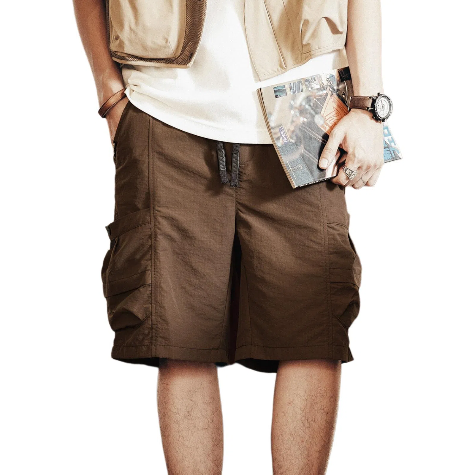 格蓝鹿 美式微弹纯色五分休闲短裤 男款