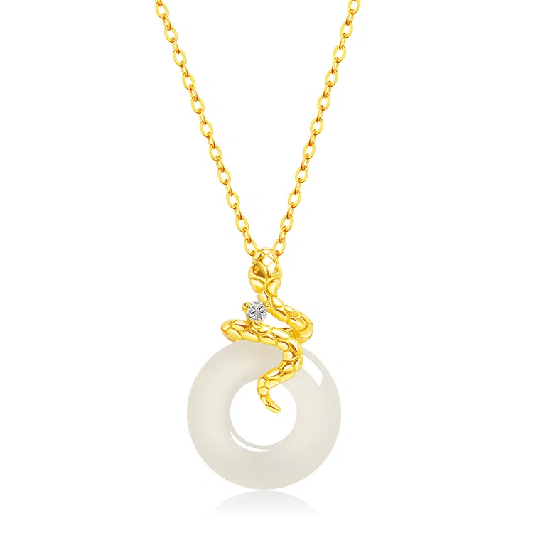 印象眸 平安扣 新中式小众设计精致气质福气满满多财多福诸事顺利如意平安环甜甜圈 礼盒包装#好运 玉髓 玉石项链 女款