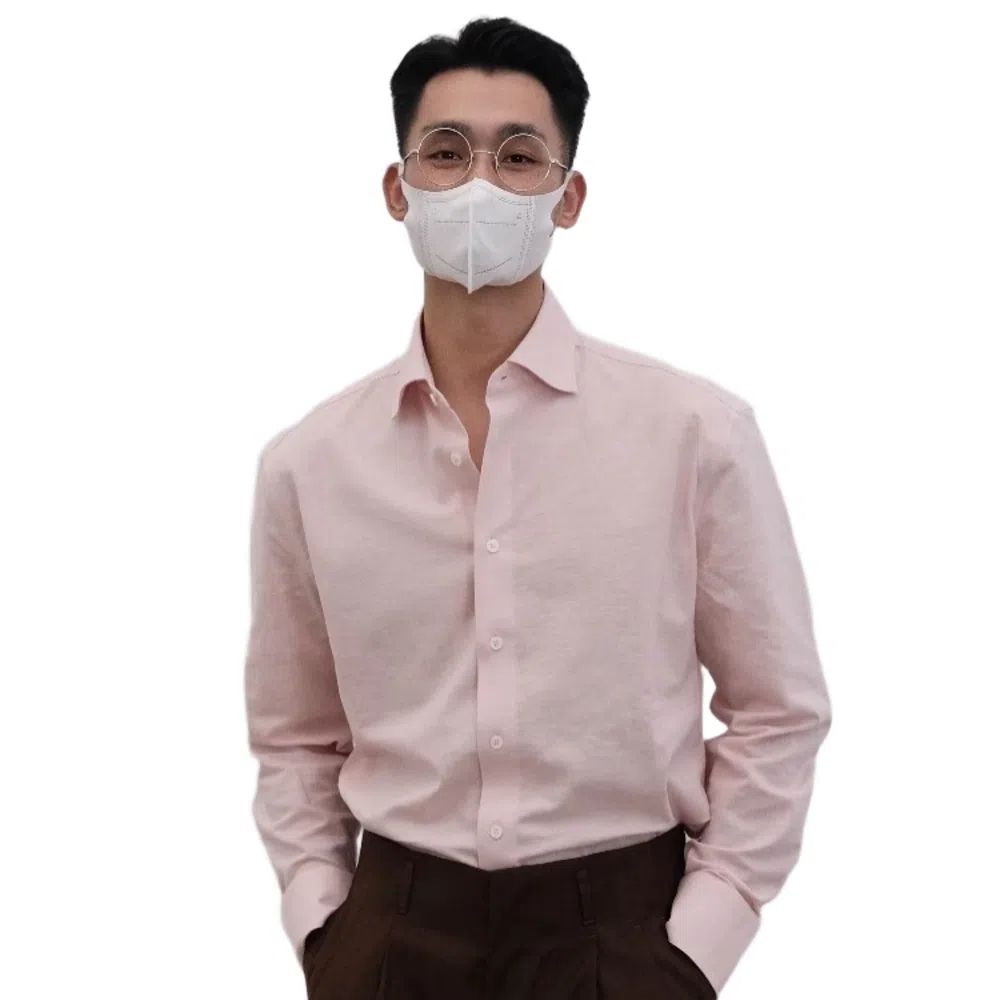 沐诚阳译 何青菜棉麻洗水面料马蹄袖口贝壳扣舒适长袖男衬衫  男款