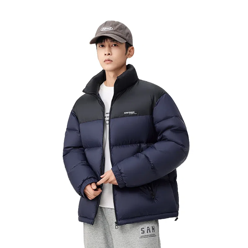 鸭鸭 中青年韩版休闲基础百搭短款立领户外运动加厚保暖暗黑面包羽绒服 男女同款