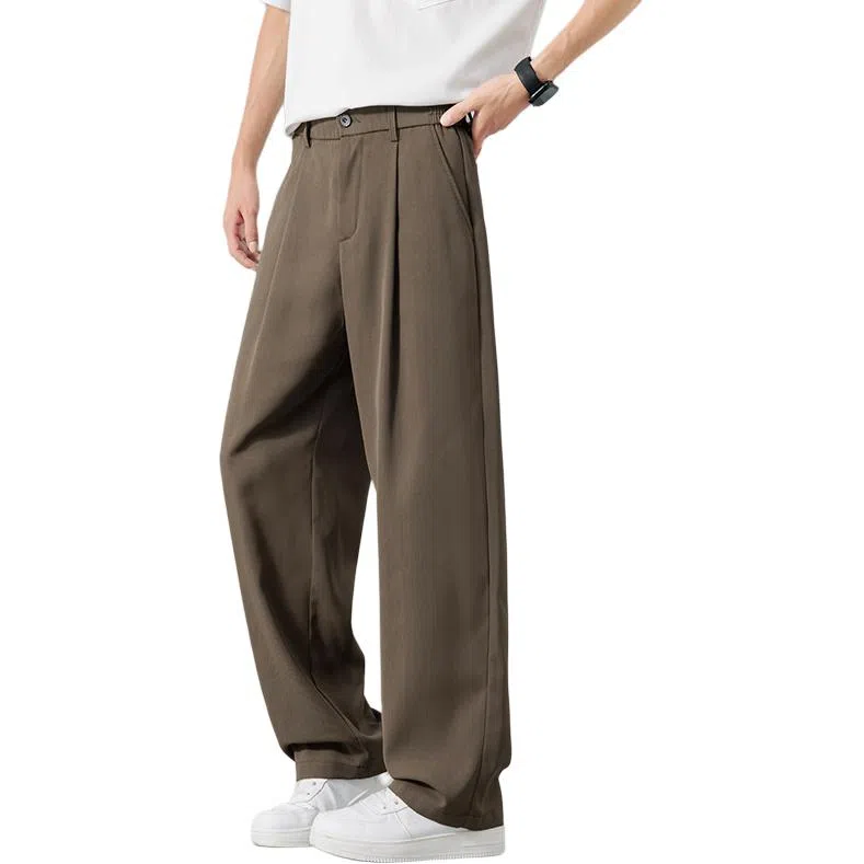 顶峰保罗 纯色垂感薄款透气直筒长裤宽松简约小众潮牌百搭高级感舒适显瘦显高阔腿休闲裤 男女同款