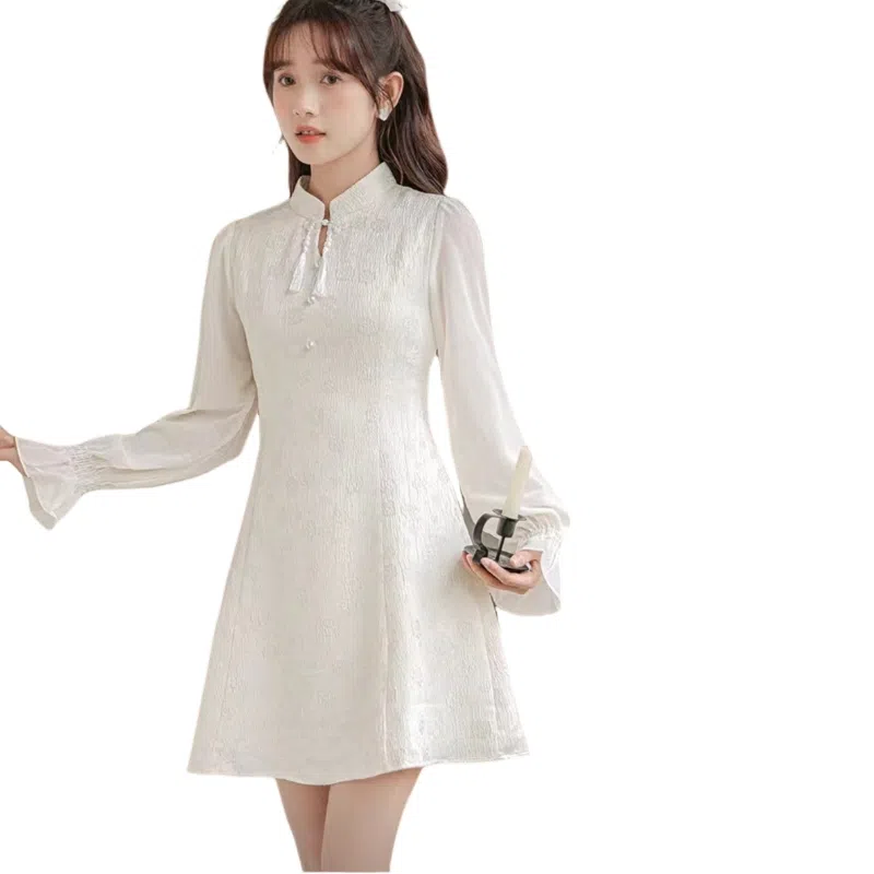 丝絮丝绸 新中式旗袍高级感长袖连衣裙 女款