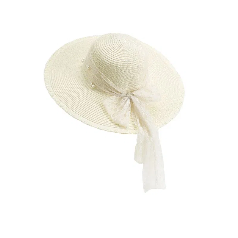 艾佳微 田园风蕾丝蝴蝶防晒度假沙滩#好运 聚酯纤维 渔夫帽 男女同款情侣款