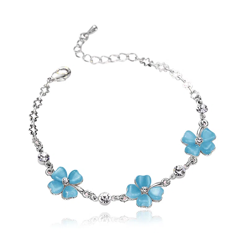 【幸运女神 I 请你发财！】 克兰茜 四叶草系列 浪漫精致甜美锁骨链 简约气质优雅心动日常百搭可调节手饰 玻璃猫眼 项链 女款