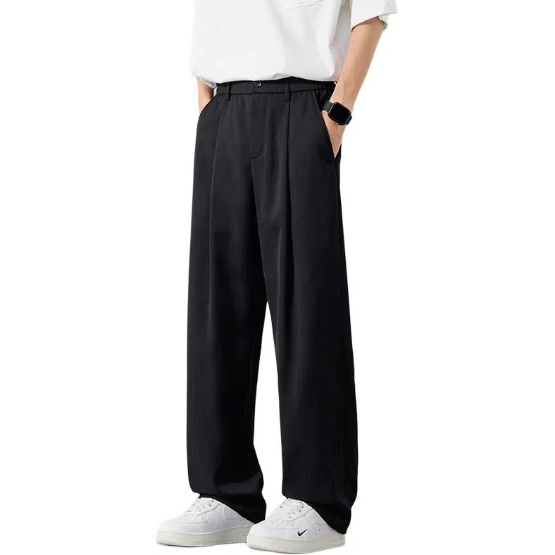 顶峰保罗 纯色垂感薄款透气直筒长裤宽松简约小众潮牌百搭高级感舒适显瘦显高阔腿休闲裤 男女同款