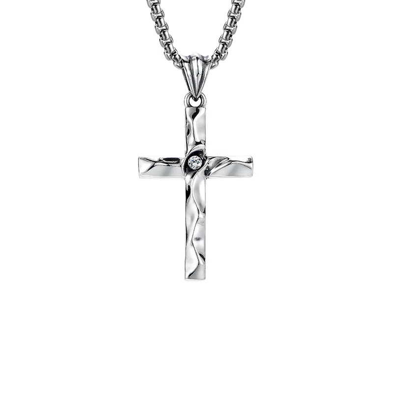 MYSH 925 Silver Cross Pendant Necklace