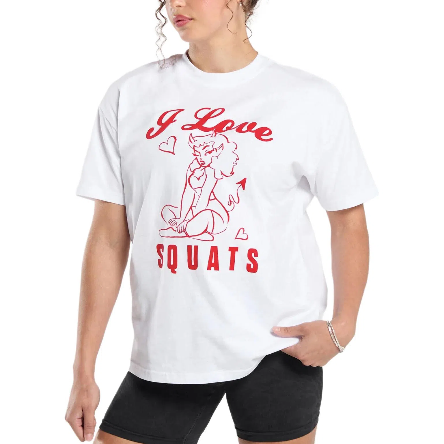 GYMSHARK I Love Squats Graphic Oversized logo T