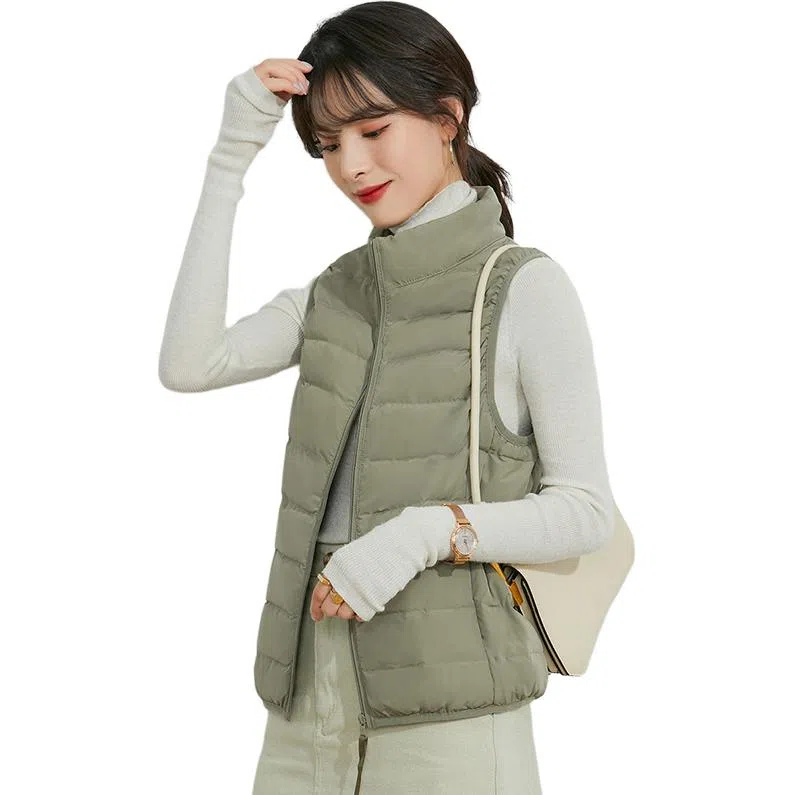 鸭鸭 纯色拉链立领羽绒马甲 女款