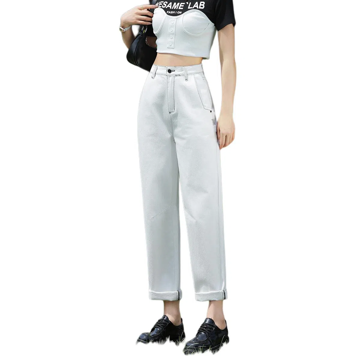 【dme】 中腰纯色宽松直筒牛仔裤 女款 本白