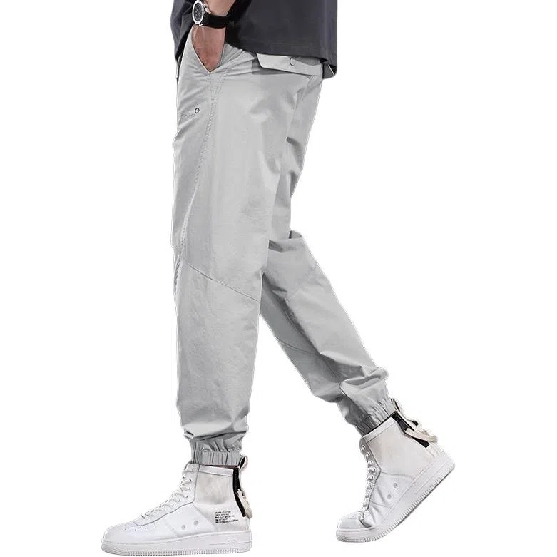 尘映 轻熟风薄款高级感百搭束脚运动裤光面梭织弹力速干裤潮休闲裤 男款