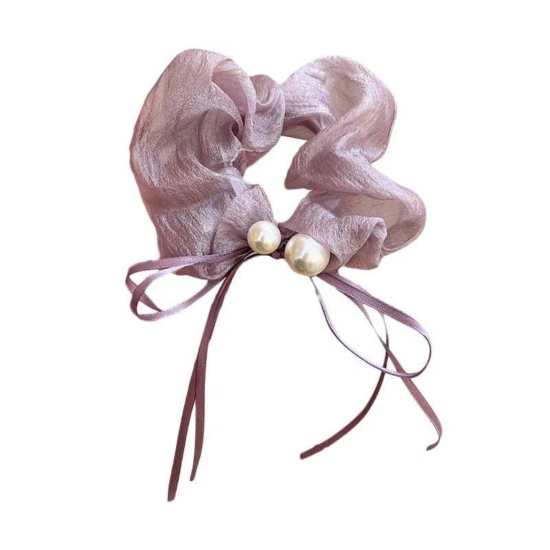 蒙妮 森系蝴蝶结飘带珍珠发绳氛围感#好运 布艺 发圈 女款