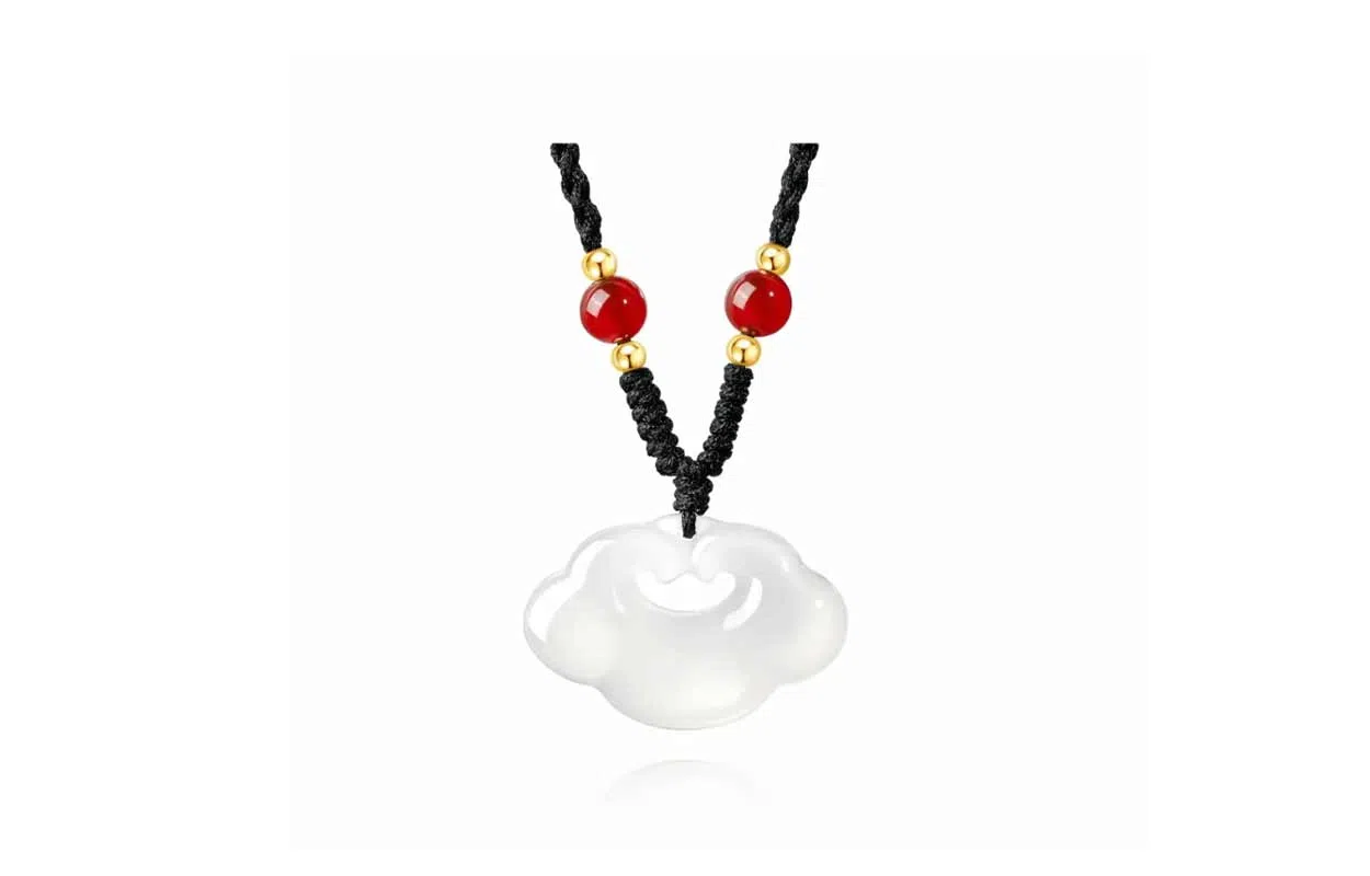 百利金 祥云平安锁 玉见如意吉祥顺遂国潮复古新中式精致轻奢气质百搭小众设计转运珠吊坠锁骨链 玉髓 项链 男女同款情侣款