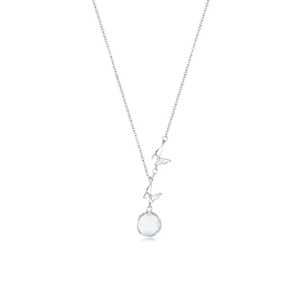 【S999足银|招财招桃花】 七七银饰 好运福蝶 白月光 连荔枝 新中式复古 清透气质优雅 轻奢时尚小众简约 玉髓 项链 男女同款情侣款