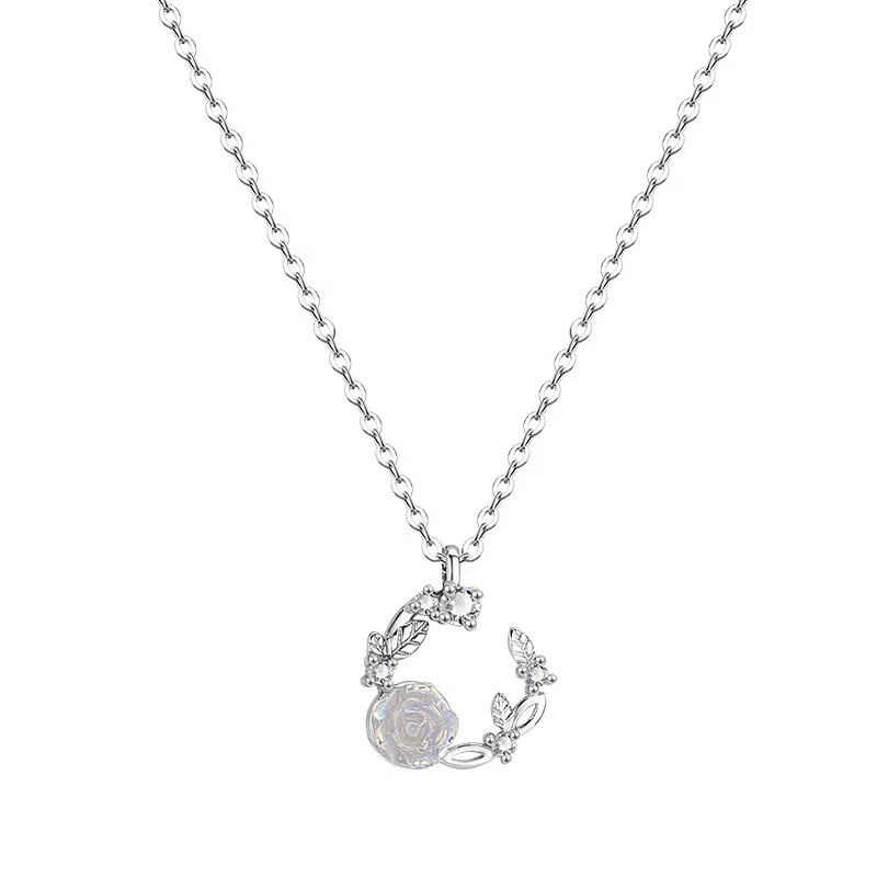 魔吻幻彩玫瑰月牙新中式锁骨链 优雅轻奢森系国潮风小众设计感高级感 平安喜乐万事顺遂 优质合金材质 时尚项链 女款