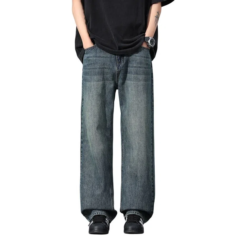 【dme】 美式潮流宽松休闲直筒中腰百搭阔腿牛仔裤 男女同款