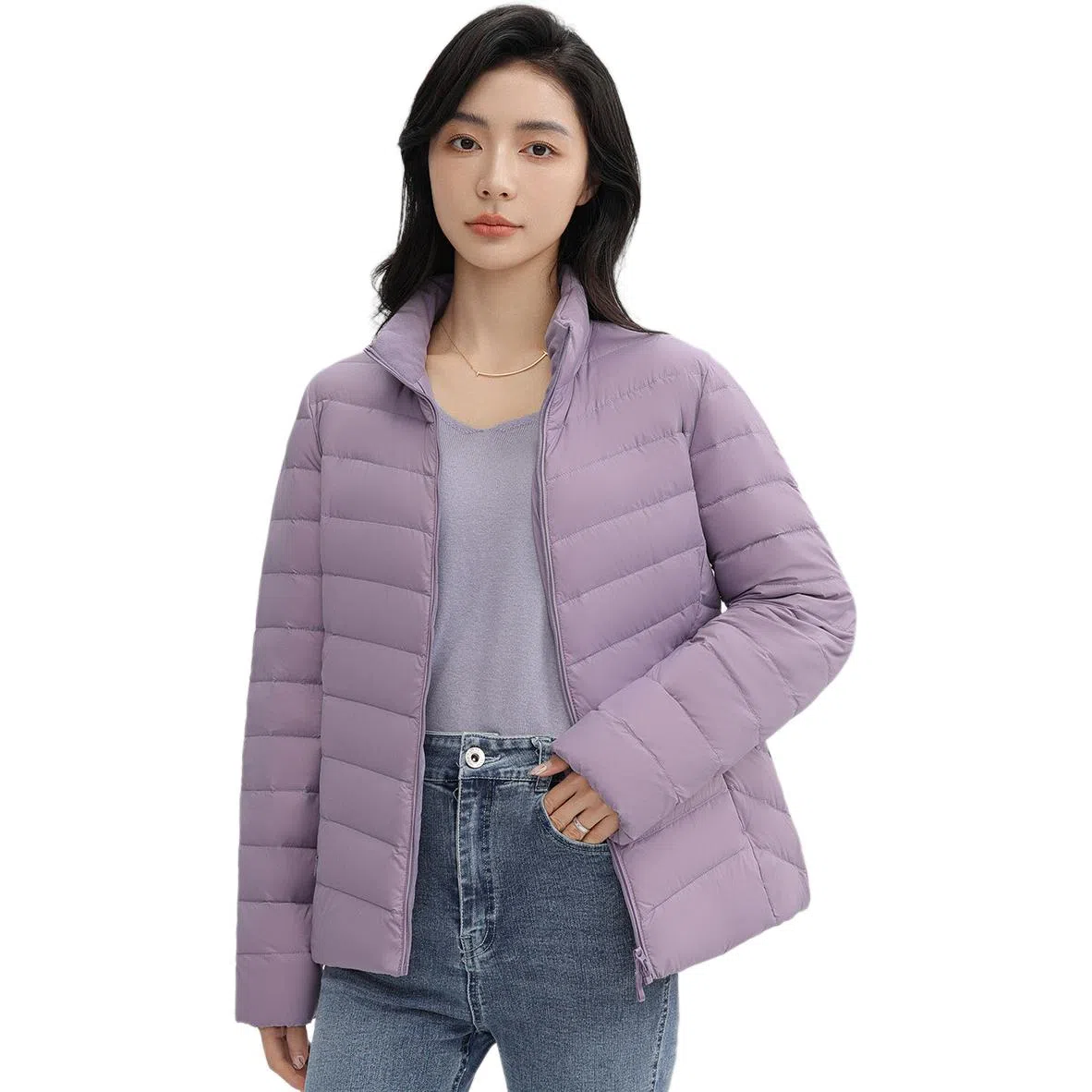 鸭鸭 纯色通勤连帽轻薄款短款外穿时尚百搭羽绒服 女款