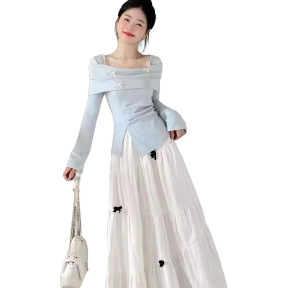 木清清 法式简约气质长袖时尚裙装套装 女款