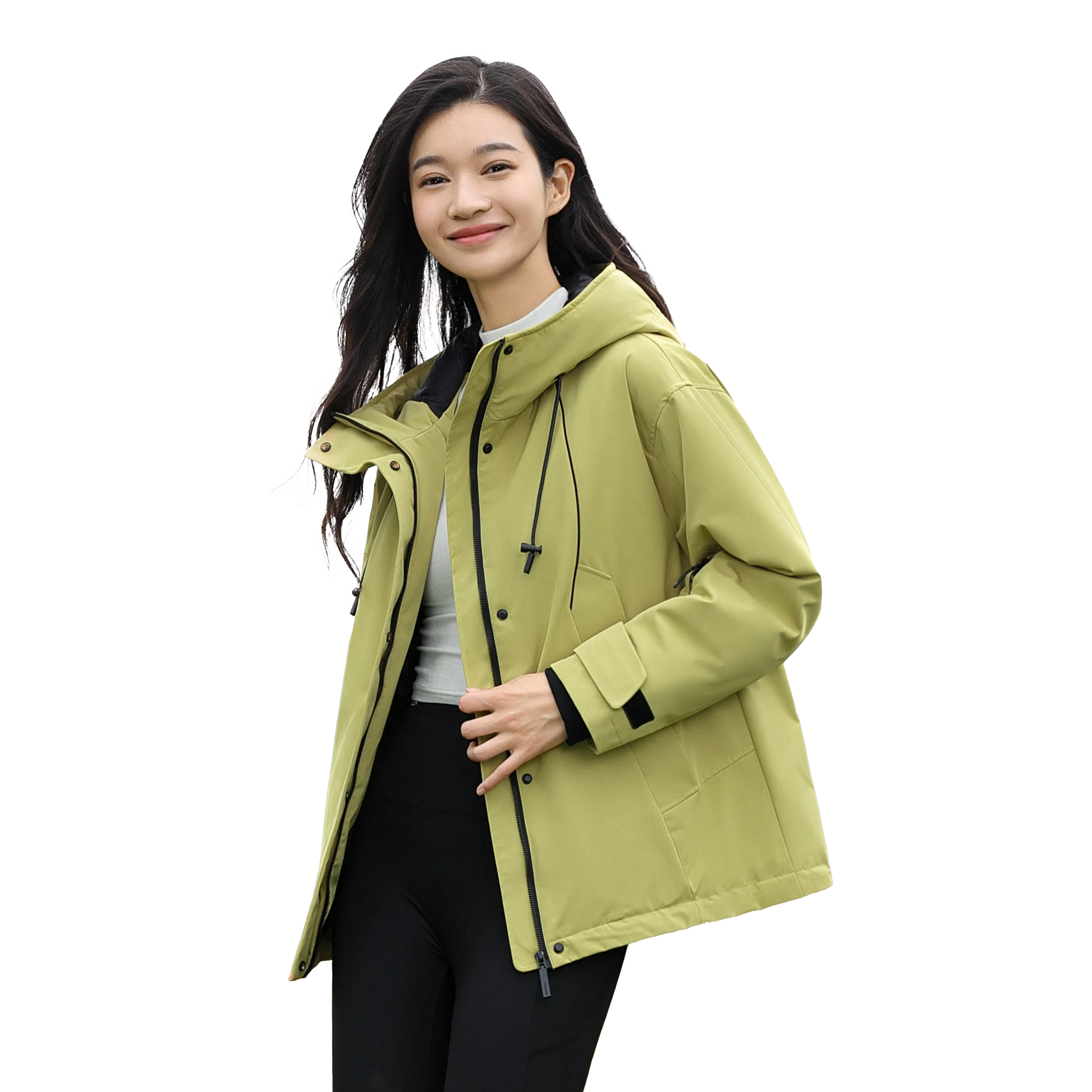 鸭鸭 连帽时尚百搭保暖纯色休闲羽绒服 男女同款