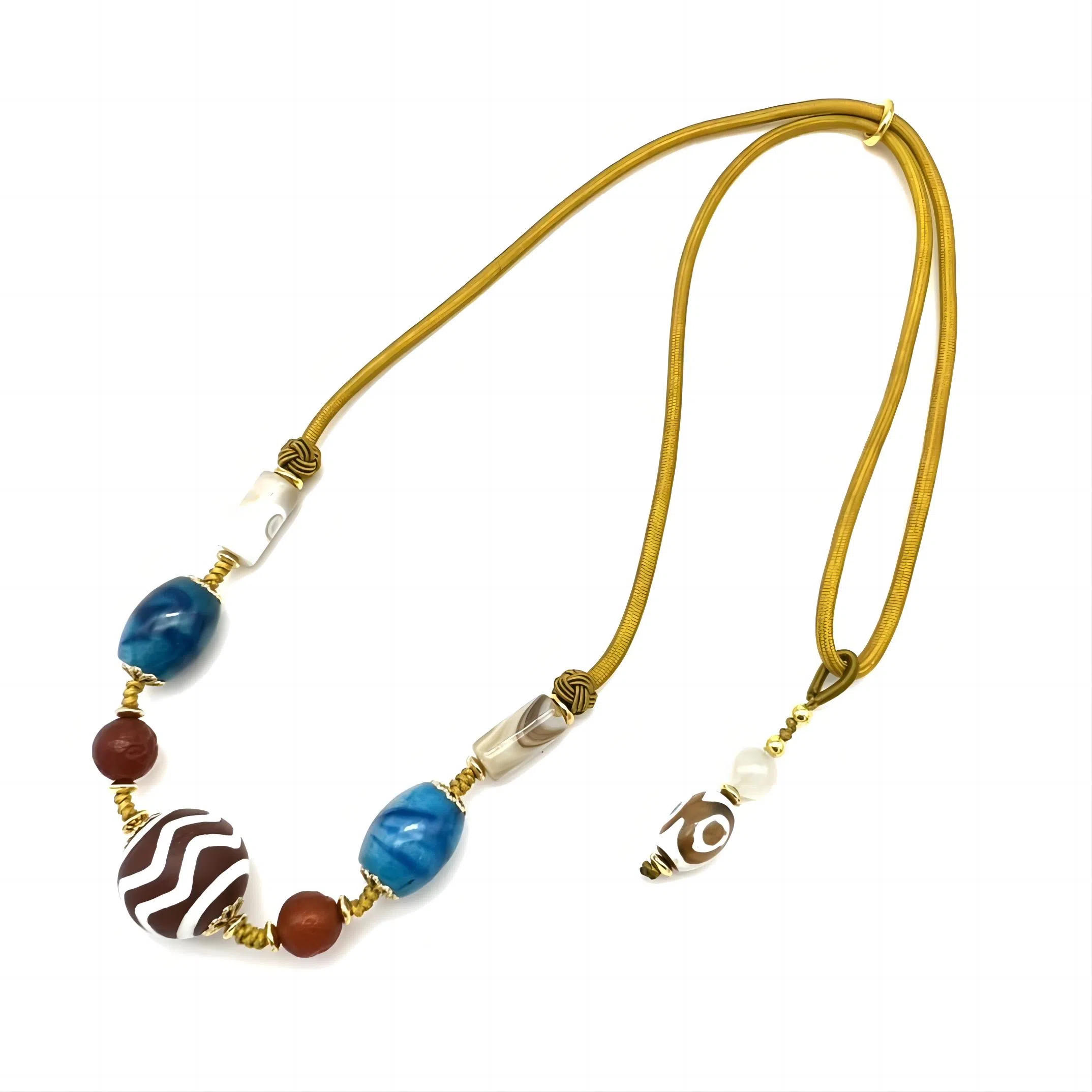 玉临门 国潮藏式民族风护身佛珠 玛瑙 玉石项链 男女同款情侣款