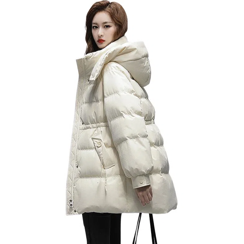 鸭鸭 纯色简约通勤连帽拉链羽绒服 女款