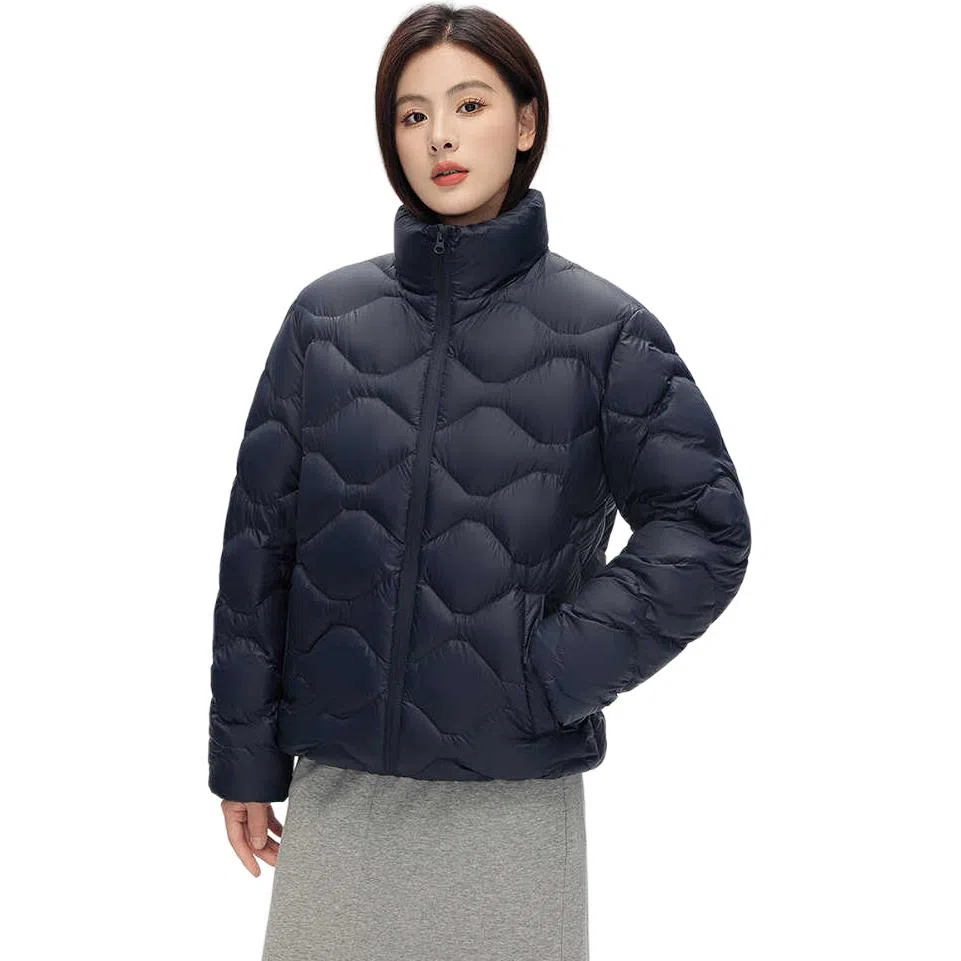 鸭鸭 通勤立领纯色拉链长袖羽绒服 女款