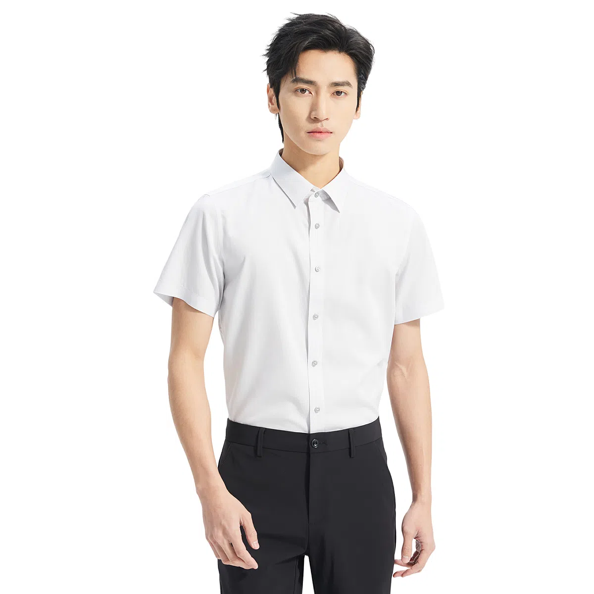 利郎 免烫易打理商务休闲纯色简约百搭莱赛尔夏季短袖衬衫 男款