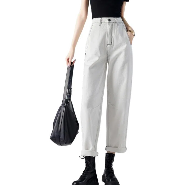 【dme】 中腰纯色宽松直筒牛仔裤 女款 本白