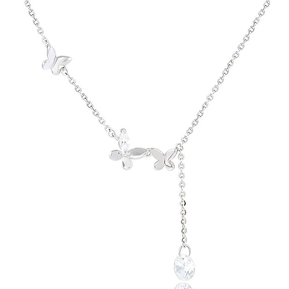 希遇 蝴蝶效应小蝶飞绕实用 个性潮流花飞蝶舞 蝴蝶流苏 合金 项链 男女同款情侣款