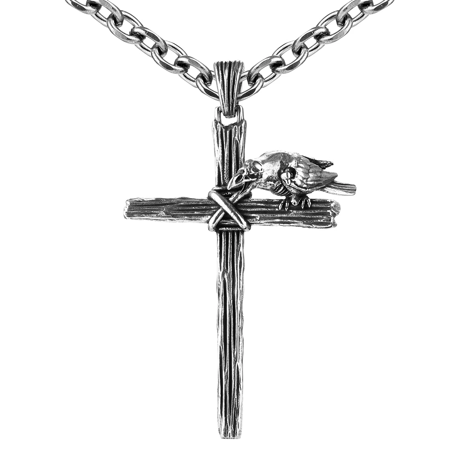 【可定制刻字】 白木黑冰 鸦魂圣架 新中式潮流时尚高级感百搭小众设计 银合金 项链 男款 礼盒 送男生好物 男朋友 男士 学生