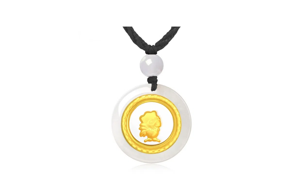 百利金 时转运来 精致大气萌趣可爱简约个性 国潮新中式复古金镶玉锁骨链 玉髓 玉石项链 男女同款情侣款