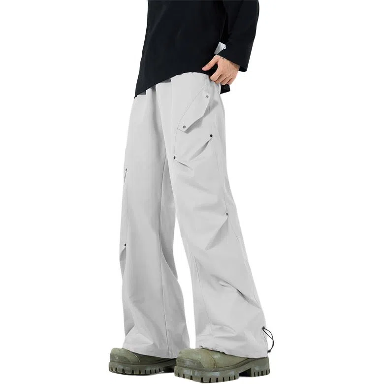 顶峰保罗 美式潮牌纯色简约高级感直筒阔腿长裤复古高街痞帅宽松舒适小众百搭运动休闲裤 男女同款